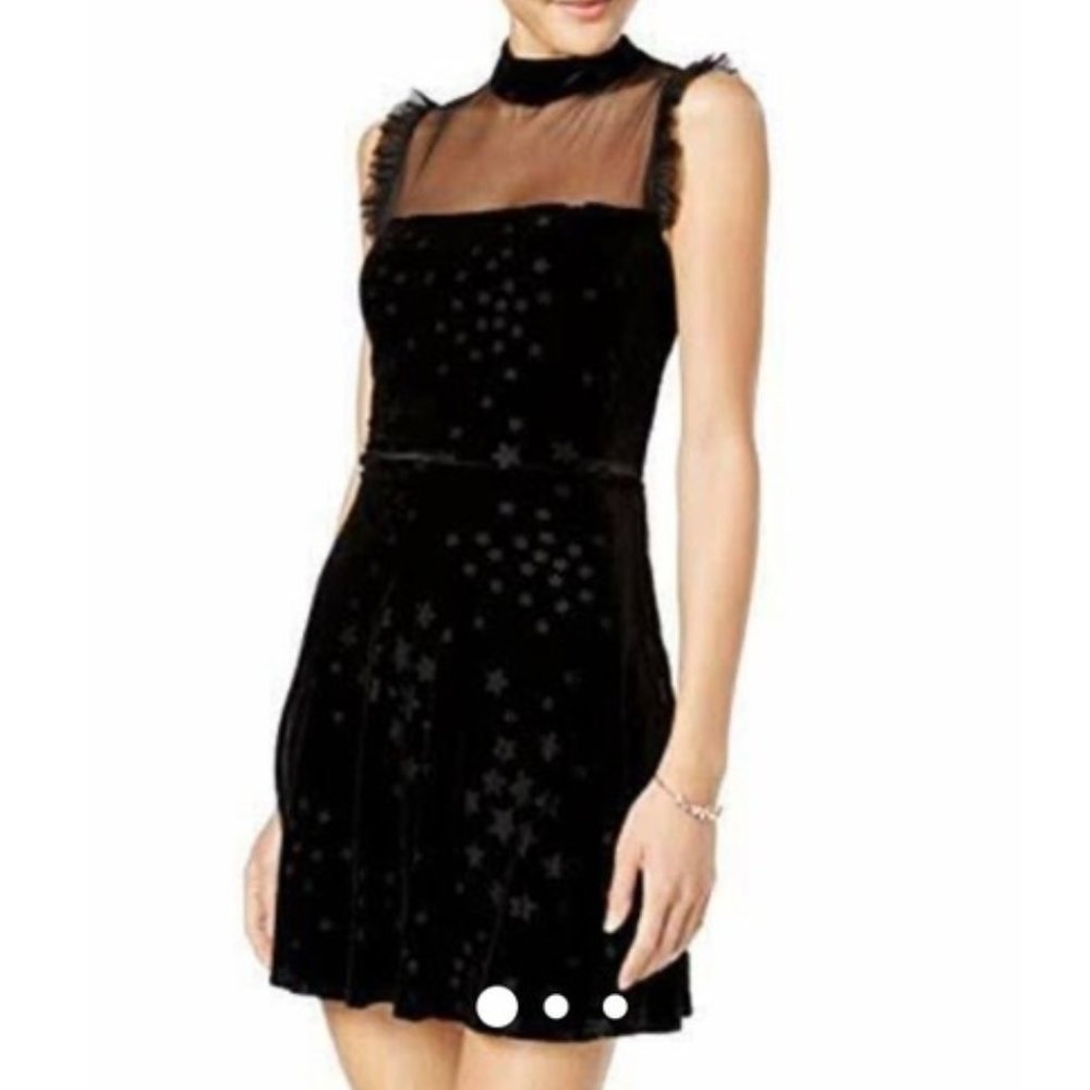 💍  Black Lace & Velour Dress with Stars Jr 3/4